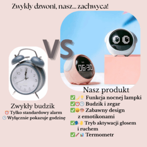 LumiPup budzik z zegarem i lampką led